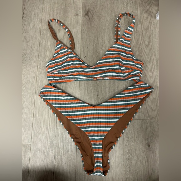 Aerie Striped Cheekiest & Scoop Bikini Set - Picture 1 of 4